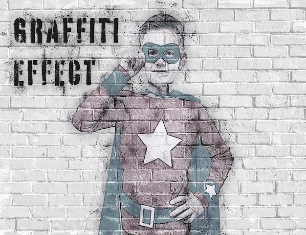 Wall with Graffiti Effect Mockup