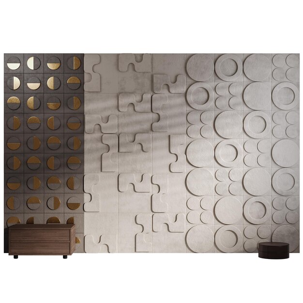 A wall with a mix of circles and squares