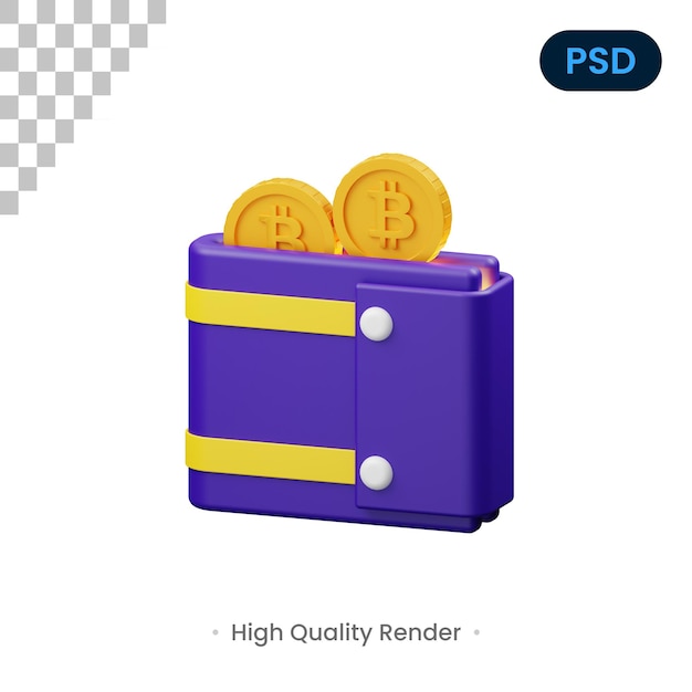 Wallet 3D Render Illustration Premium Psd