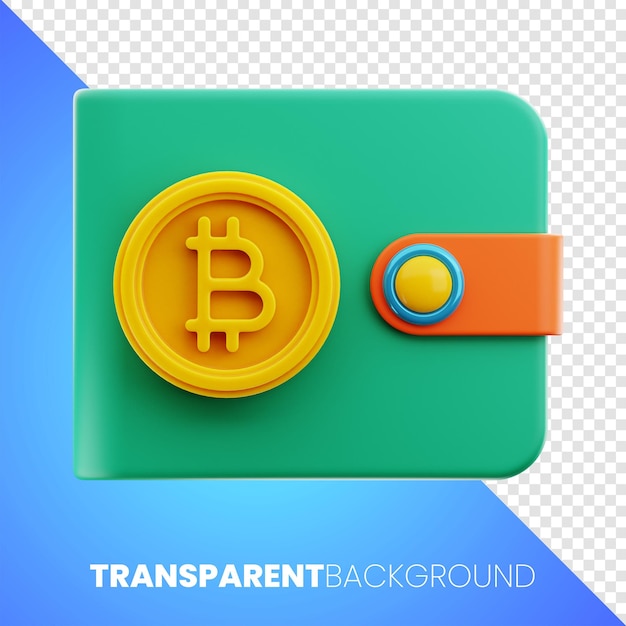 wallet Bitcoin Money finance icon 3d rendering high quality transparent background PNG