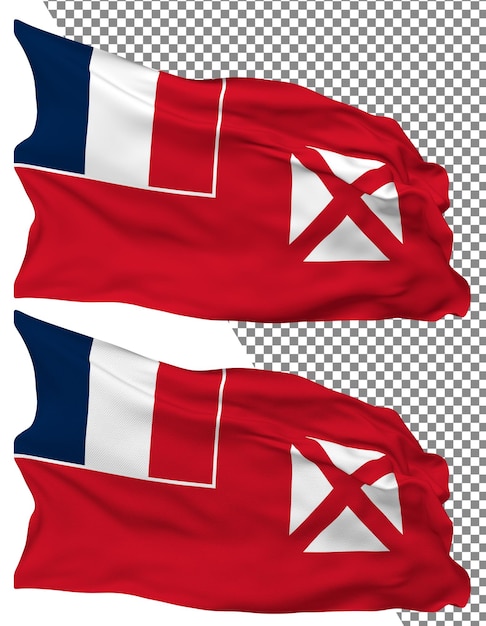 Wallis and Futuna Flag Wave Isolated Plain Bump Texture Transparent Background 3D Rendering