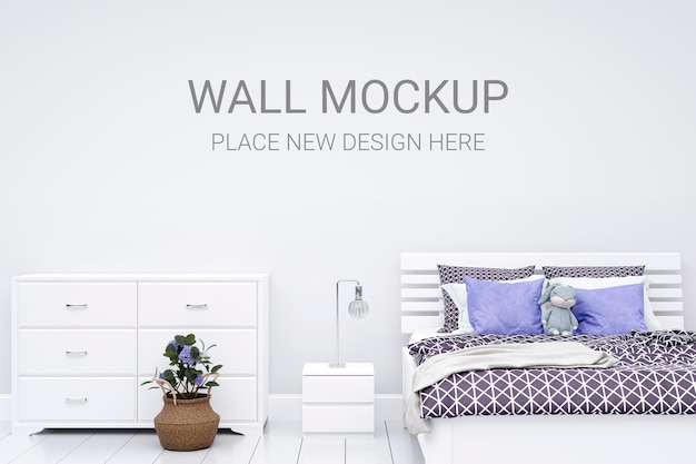 Wallpaper mockup in a children bedroom 3d rendered illustration