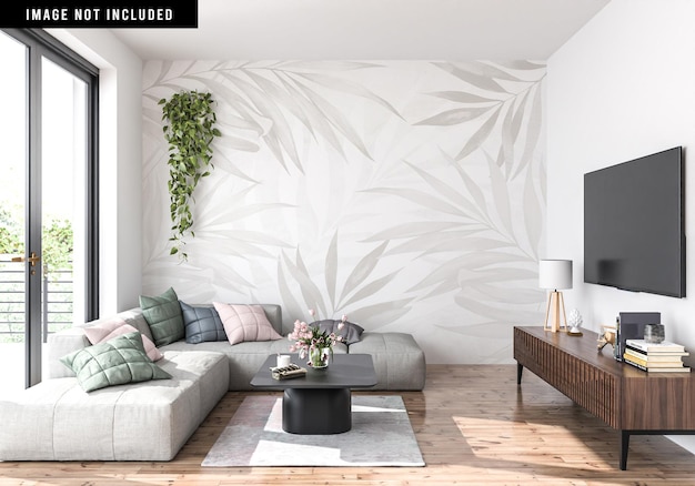 Wallpaper mockup in a scandinavian living room