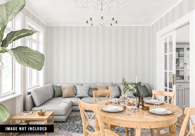 Wallpaper mockup in Scandinavian living room