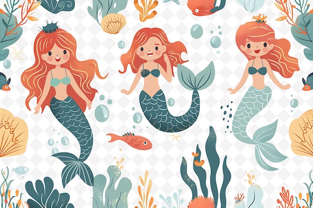 PSD a wallpaper with mermaids and fish