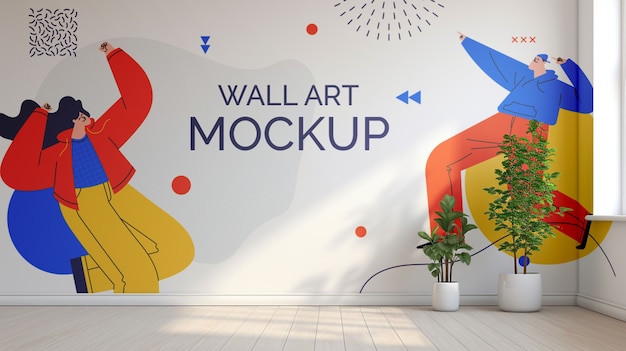 Walls with mural mockup design