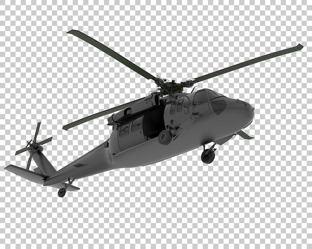 War helicopter on transparent background 3d rendering illustration