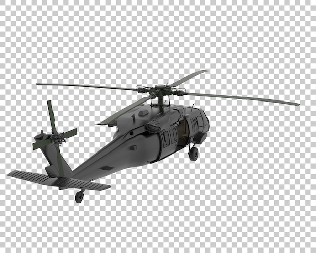 War helicopter on transparent background 3d rendering illustration