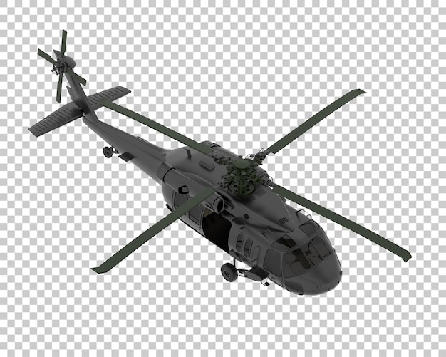 War helicopter on transparent background 3d rendering illustration