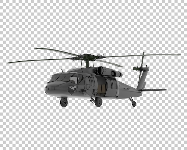 War helicopter on transparent background 3d rendering illustration