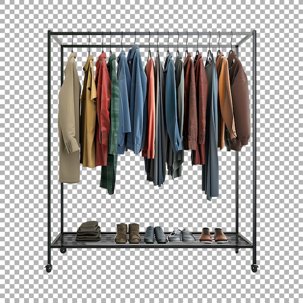 Wardrobe Stand with Clothes on it on Transparent Background Ai Generated