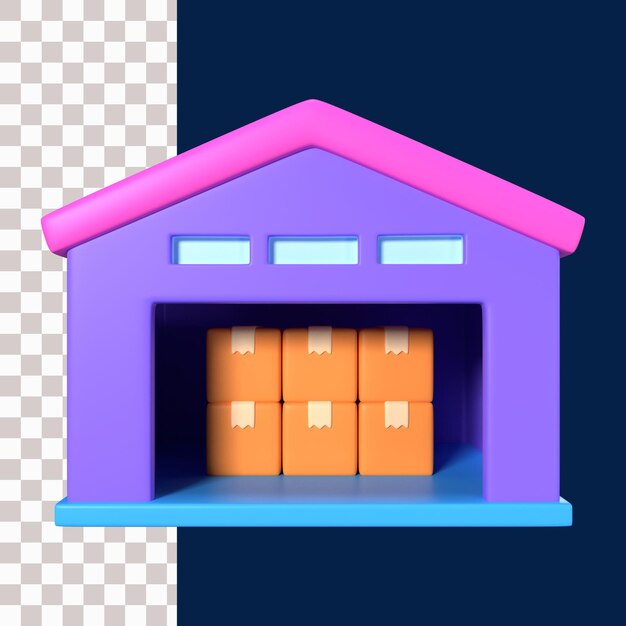 PSD warehouse 3d illustration icon