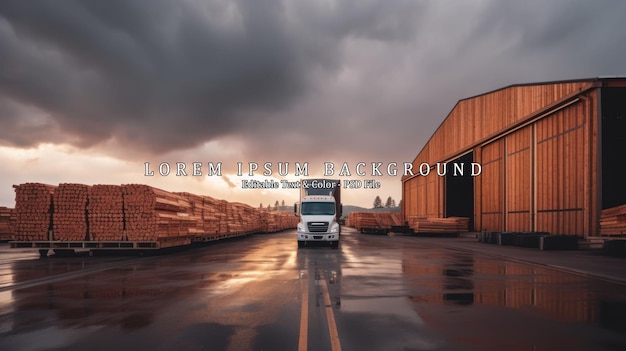 Warehouse building Packed in wooden cases Prepare transportation with trucks