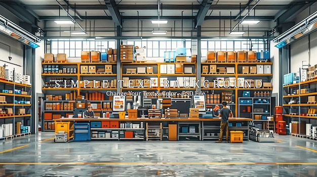 PSD warehouse interior with workers and stock