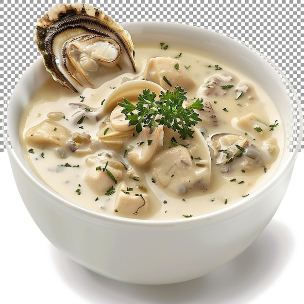 PSD a warm and comforting bowl of clam chowder served with on a transparent background