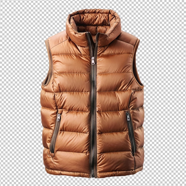 warm winter down vest on transparent background