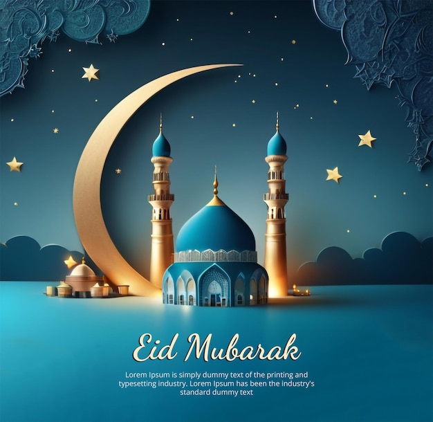 Warmth of eid mubarak creative wishes banner psd