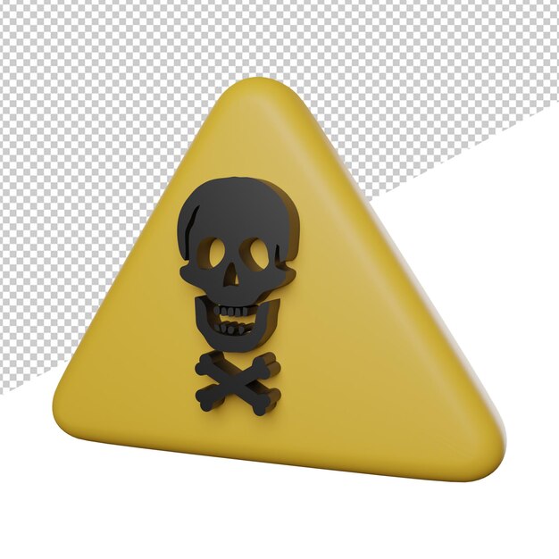 Warning danger sign symbol side view 3d illustration rendering transparent background