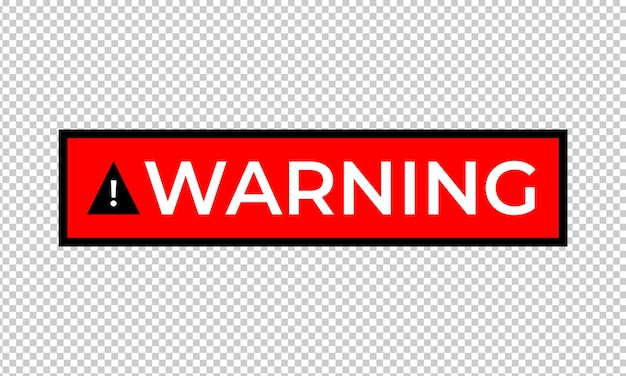 PSD warning lettering with warning symbol red black design element transparent background