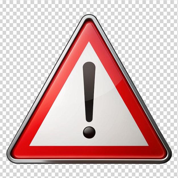 Warning sign isolated on transparent background