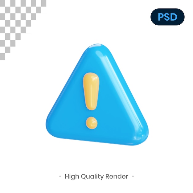 Warning Triangle 3D Render Illustration Premium Psd