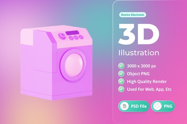 Washing machine Electronic Device 3d Illustration