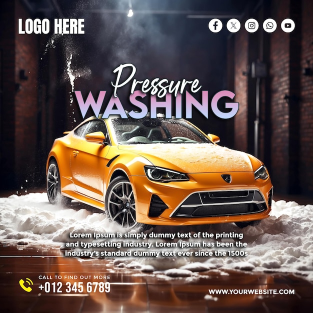 PSD washing service social media banner and poster template