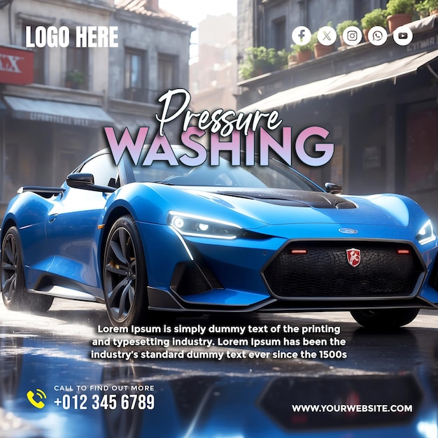 PSD washing service social media banner and poster template