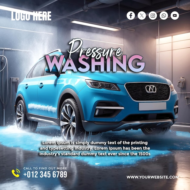 Washing service social media banner and poster template