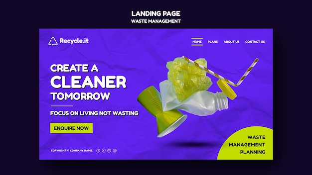 Waste management landing page design template