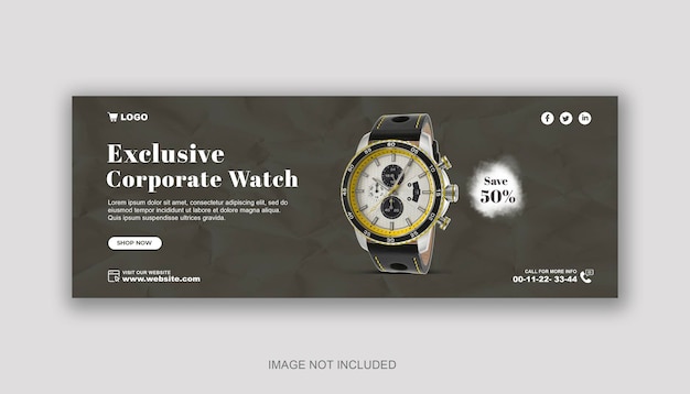 PSD watch facebook cover design or black friday mega sale facebook banner design