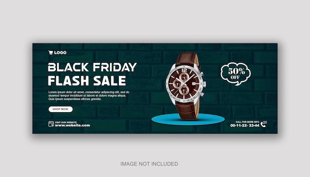 PSD watch facebook cover design or black friday mega sale facebook banner design