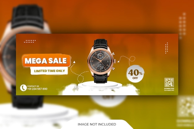 Watch mega sale social media cover page design