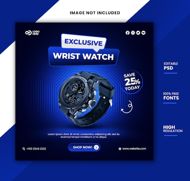 Watch sale product social media post instagram template