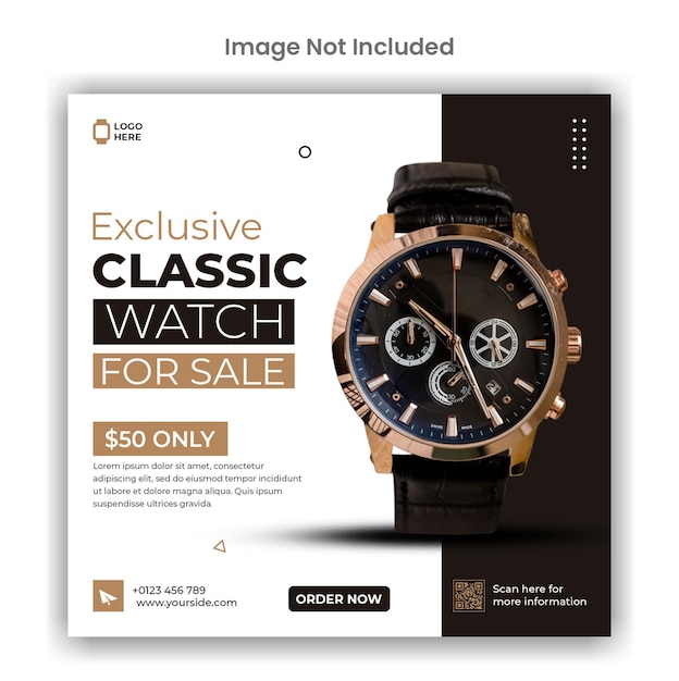 Watch sale social media or instagram post template design