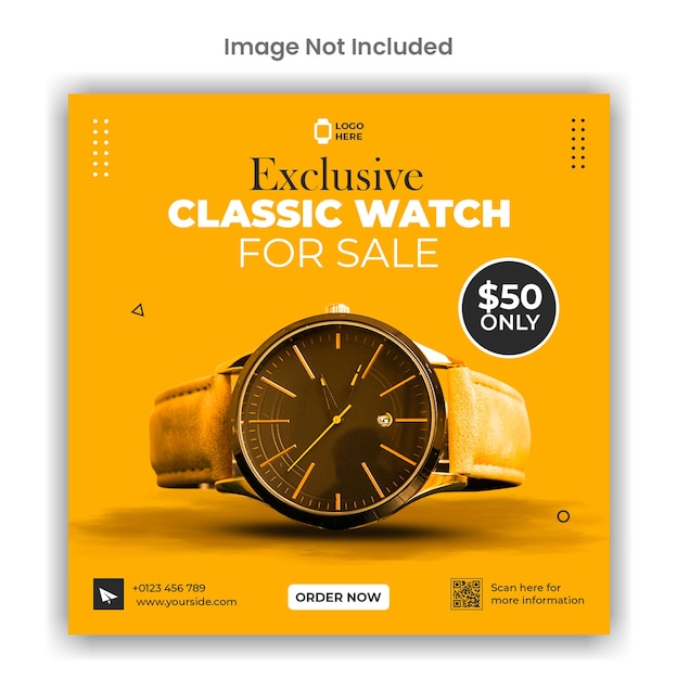 Watch sale social media or instagram post template design