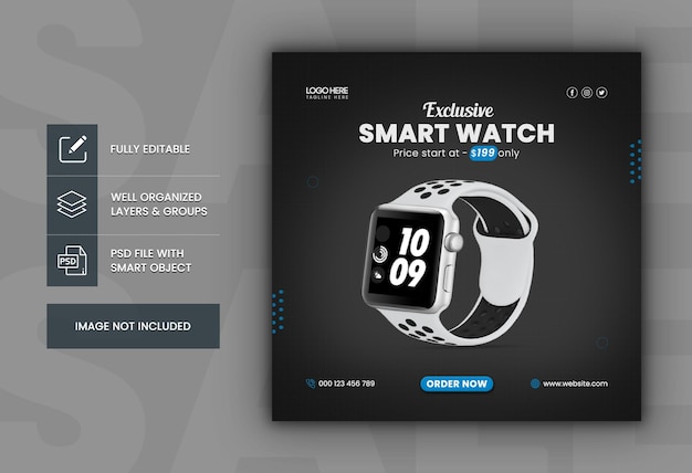 PSD watch sale social media post template for facebook, instagram post