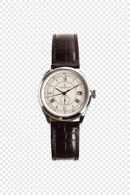 PSD a watch with a brown leather band and a black band