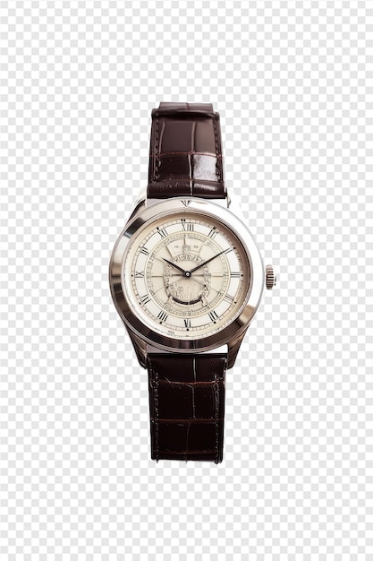 PSD a watch with a brown leather strap and a brown leather strap