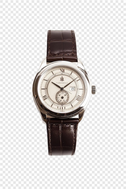 a watch with a brown leather strap and a brown leather strap