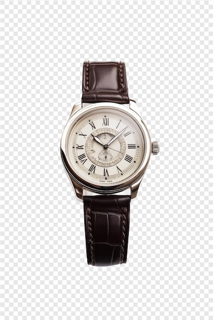 PSD a watch with a brown leather strap and a brown leather strap