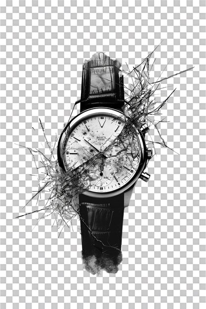 PSD watch with scratches against transparent background