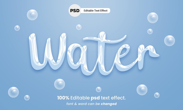 Water 3d editable text effect psd water text effect