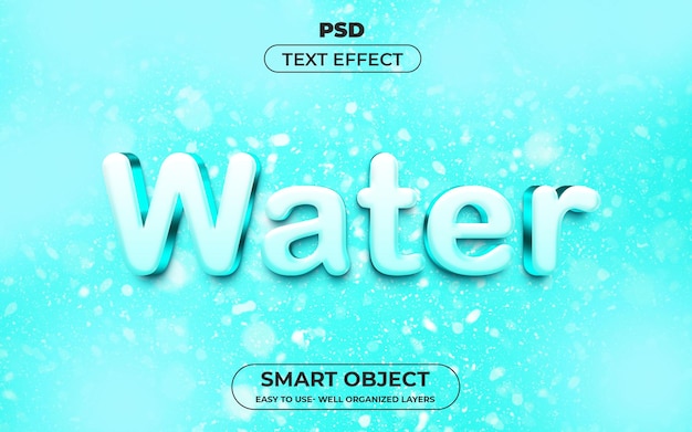 Water 3d editable text effect style Premium psd Template with background