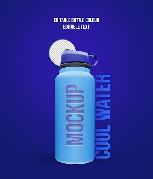 water bottle mockup with bottle colour change option with transparent background