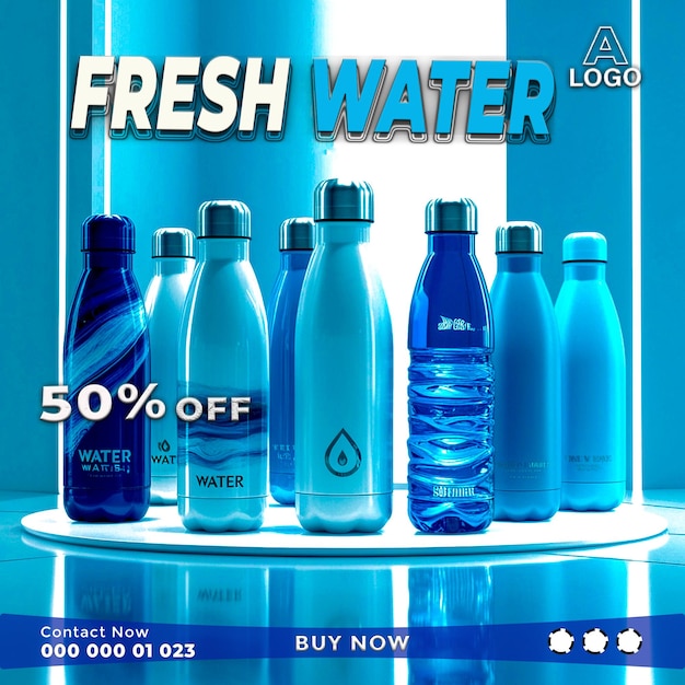 Water Bottle Promotions HighSale Web Banner Design Ideas AI generative