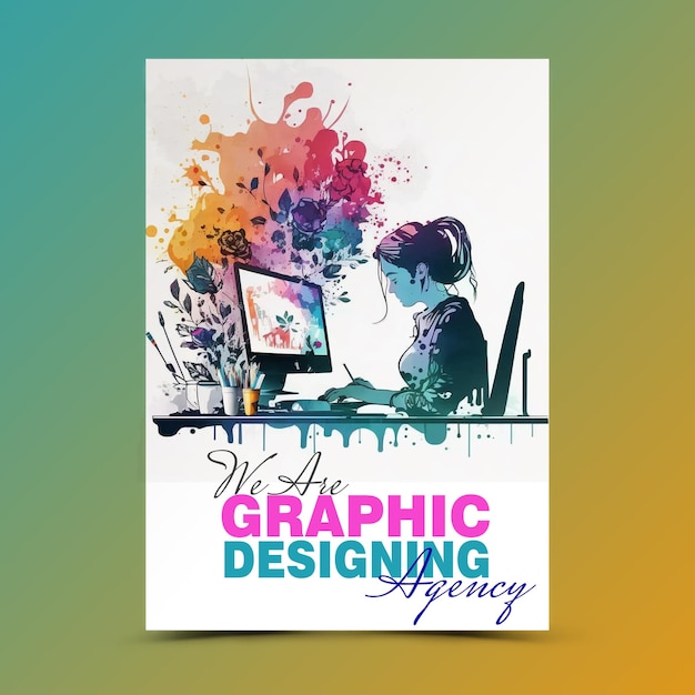 Water color photo and graphics designing agency social media post template