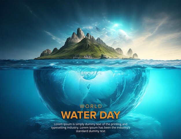 Water day psd banner design template