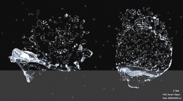 Water droplet splash isolated 3d render