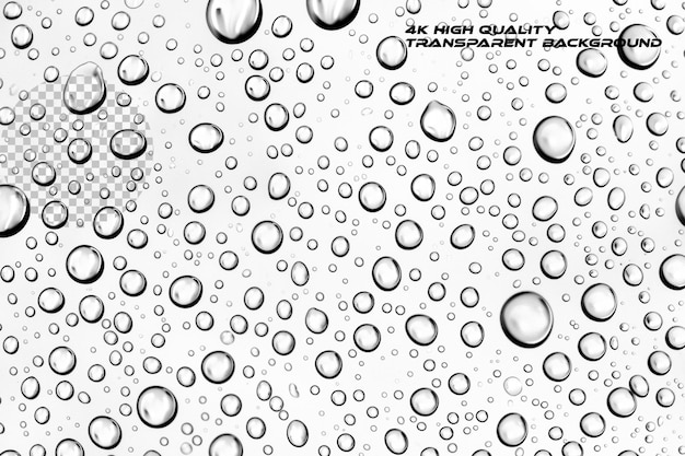 Water droplets on glass seamless texture on transparent background